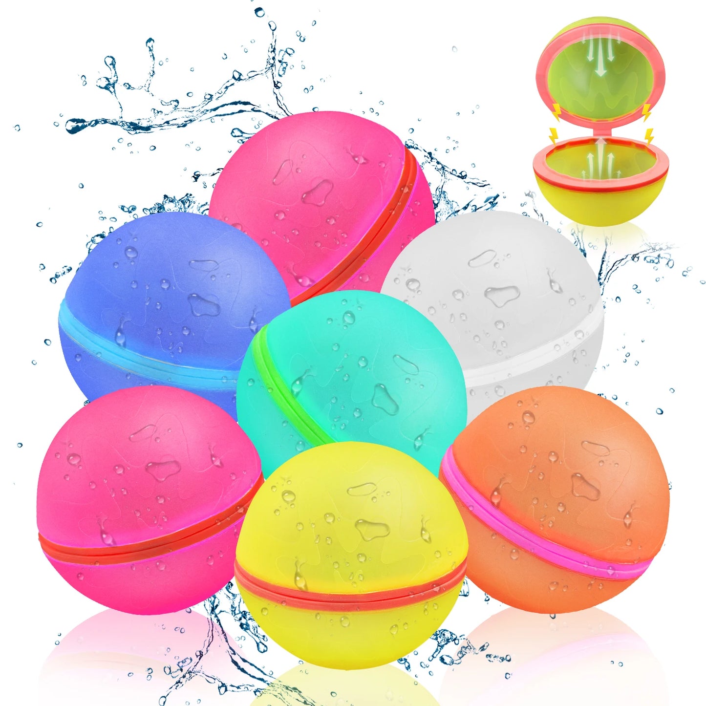 Reusable silicone magnetic water ball, quick water injection for outdoor water fights in summer, with random colors