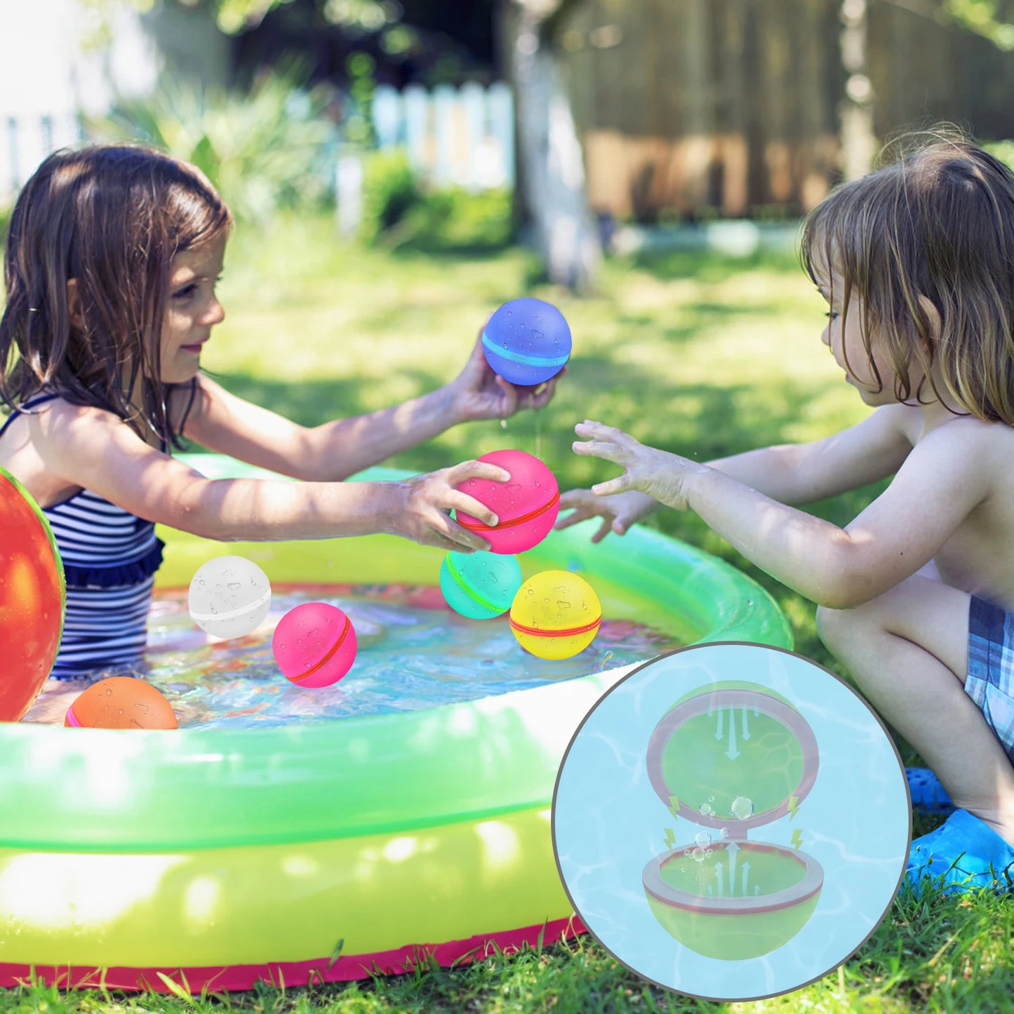 Reusable silicone magnetic water ball, quick water injection for outdoor water fights in summer, with random colors